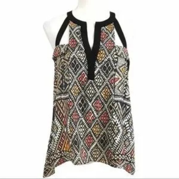 BCBGMaxAzria  BLACK STRAPS ASYMMETRICAL FLOWY CUT OUT TANK TOP - Picture 6 of 14